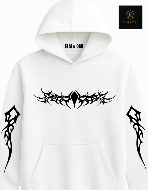 Gothic Design Hoodie (White )