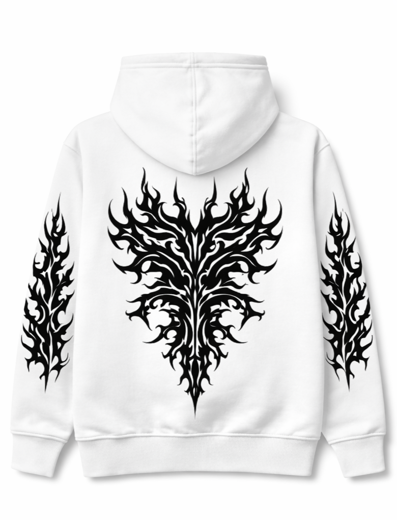 Gothic Pattern Design Hoodie ( White )