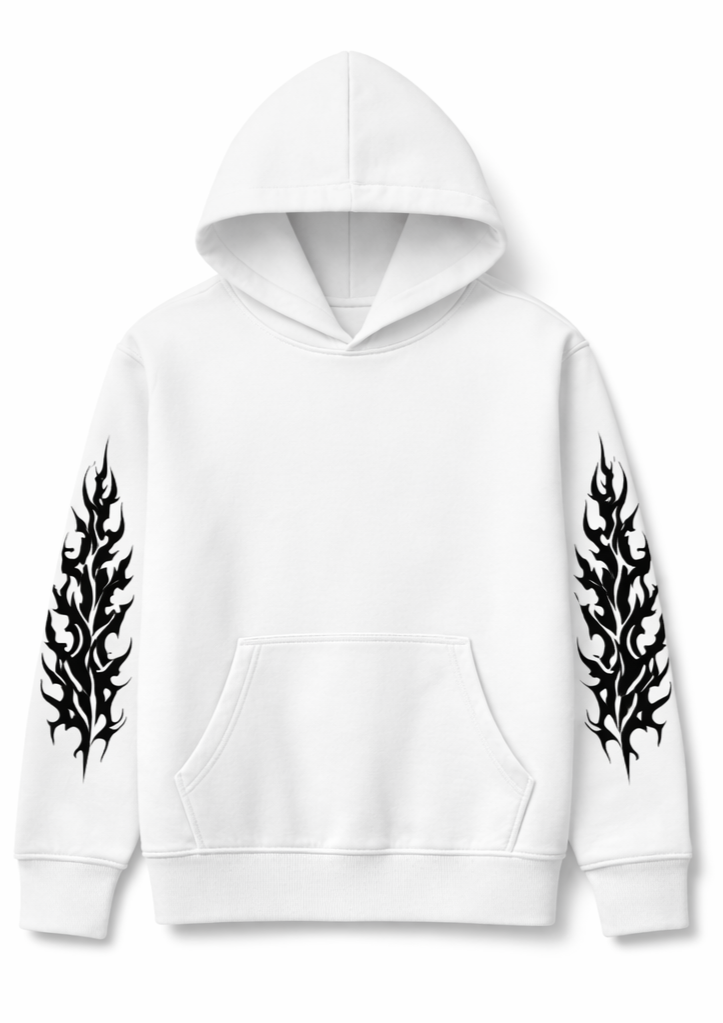 Gothic Pattern Design Hoodie ( White )