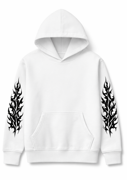 Gothic Pattern Design Hoodie ( White )